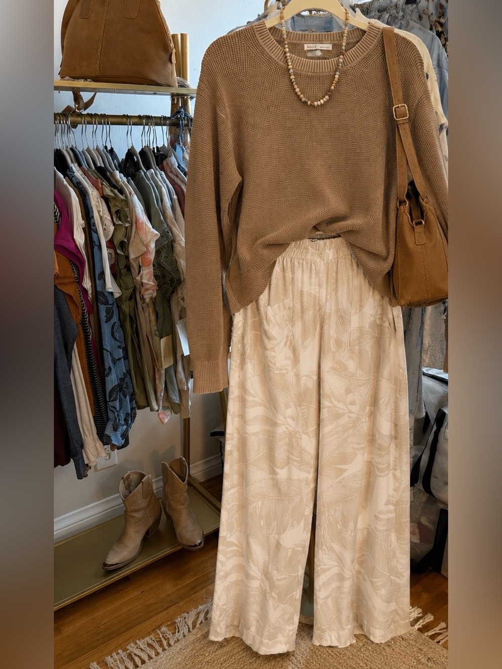 BE COOL tan 💯 cotton sweater new